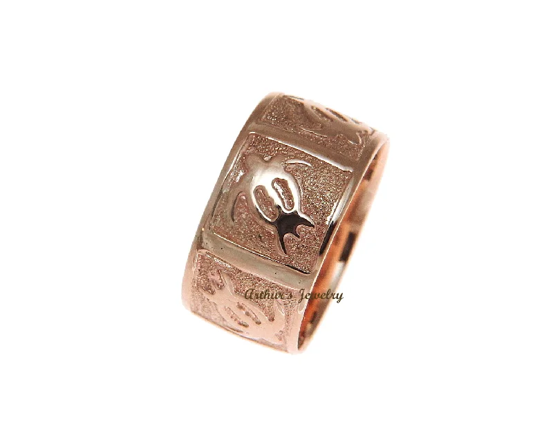 14K SOLID PINK ROSE GOLD 8MM CUSTOM MADE PERSONALIZED HAWAIIAN HONU TURTLE RING