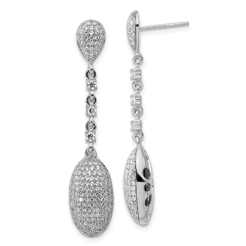 Curata 925 Sterling Silver 46x10mm CZ Cubic Zirconia Dangle Post Earrings