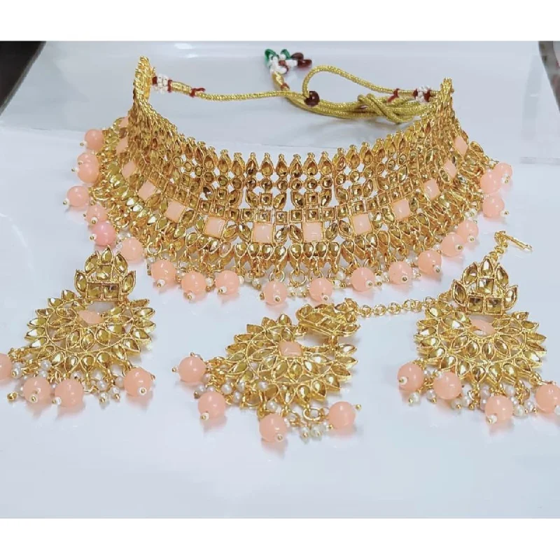 Akruti Collection Gold Plated Crystal Stone Necklace Set