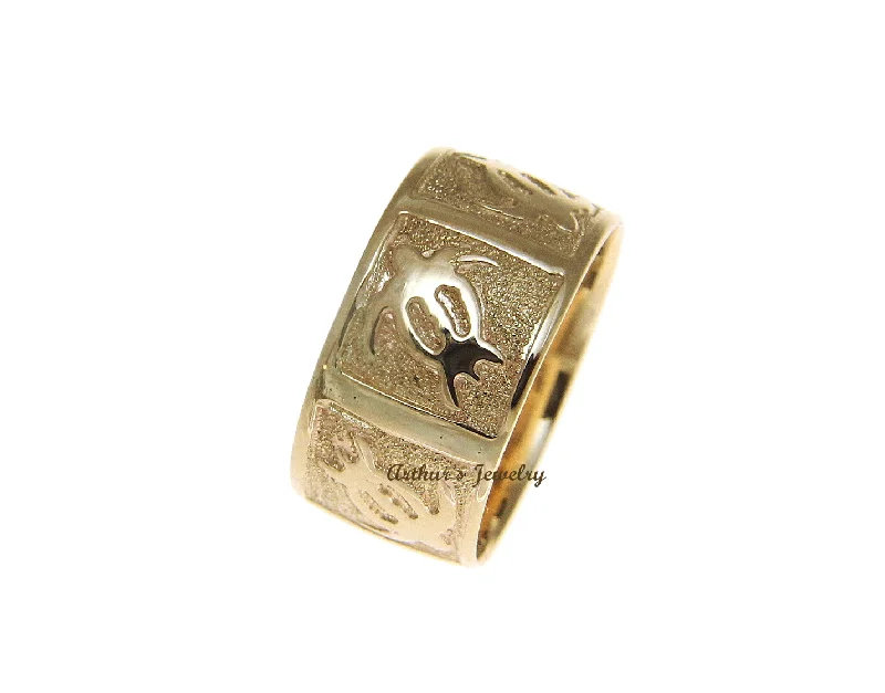 14K SOLID YELLOW GOLD 8MM CUSTOM MADE PERSONALIZED HAWAIIAN HONU TURTLE RING