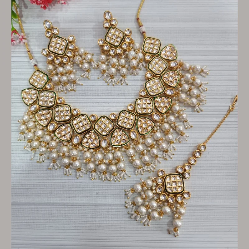 JCM Gold Plated Kundan Stone Necklace Set