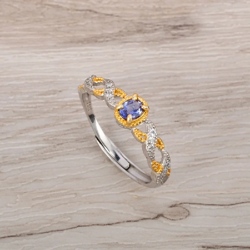 Natural Tanzanite Crystal Ring