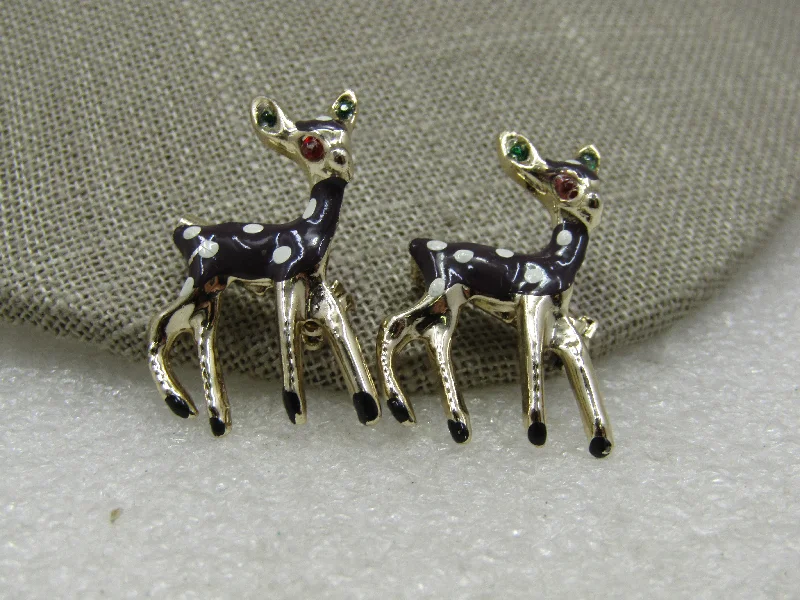 Vintage Enameled & Rhinestone Deer Scatter Pins, Mid-Century