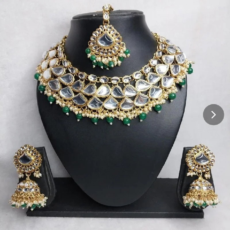 Lucentarts Jewellery Gold Plated Kundan Stone Necklace Set