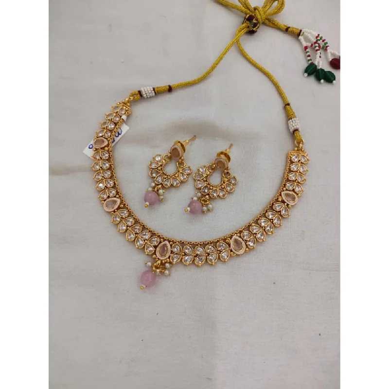 Akruti Collection Gold Plated Crystal Stone Necklace Set