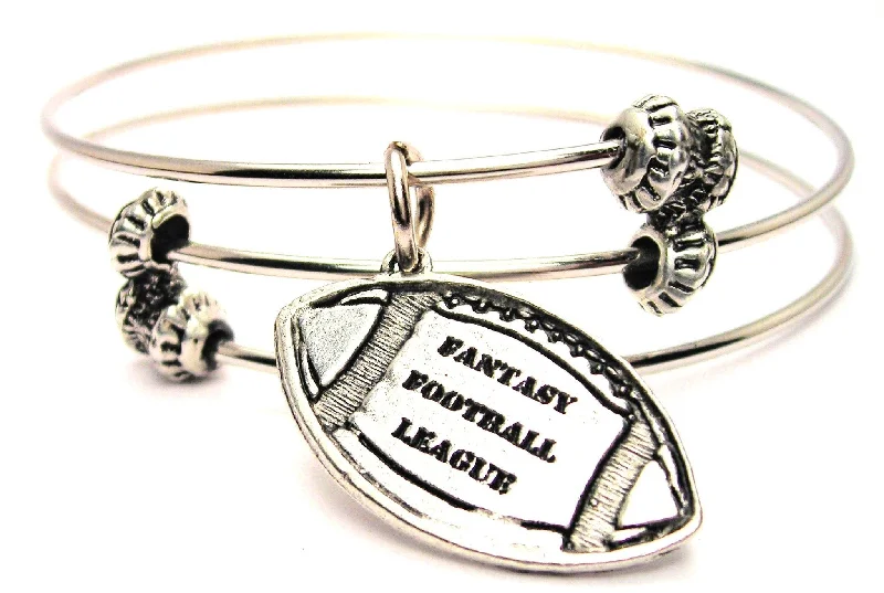 Fantasy Football League Triple Style Expandable Bangle Bracelet