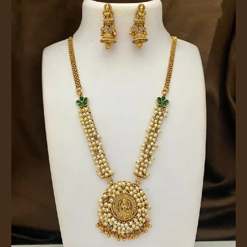 Joyful Jewel Art Matte Gold Plated Pearl Necklace Set