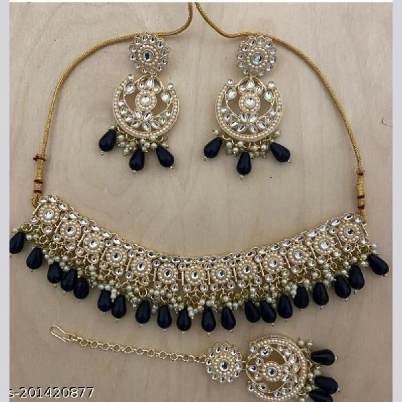 JCM Jewellery Gold Plated Kundan Stone Choker Necklace Set