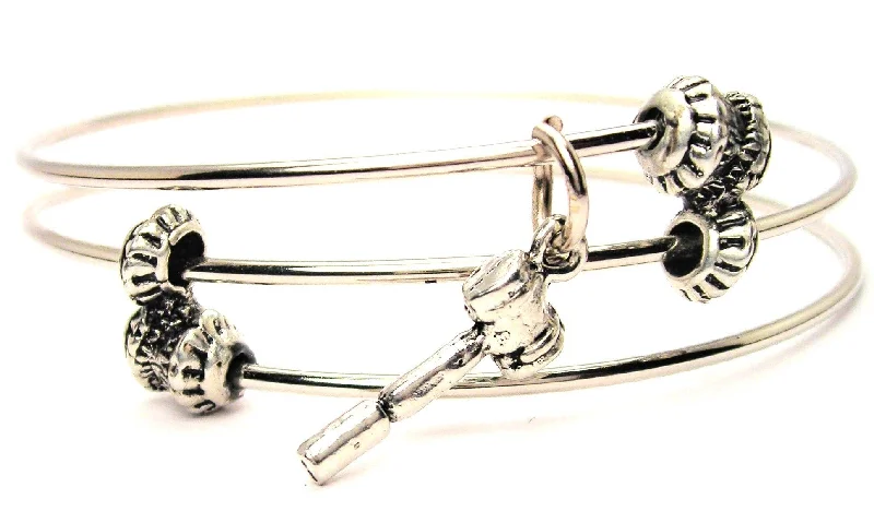 Gavel Triple Style Expandable Bangle Bracelet