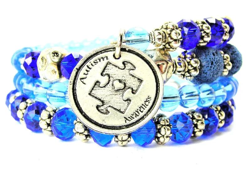 Autism Awareness Circle Multi Wrap Bracelet