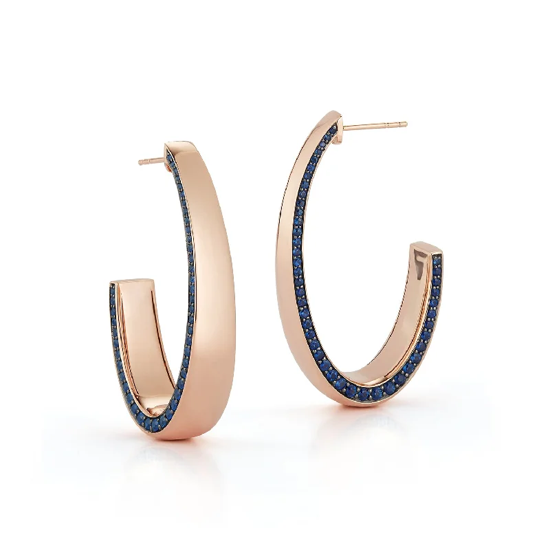 LYTTON 18K LONG HOOP WITH SAPPHIRE EDGE