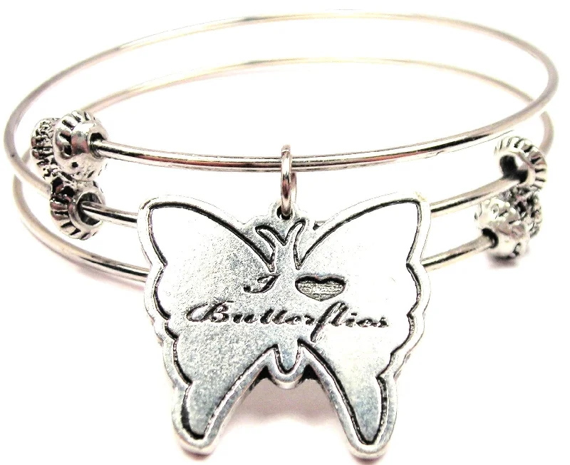 I Love Butterflies Triple Style Expandable Bangle Bracelet