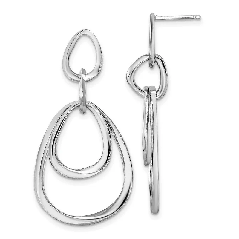 Curata 925 Sterling Silver 42x21.3mm Polished Post Double Tear Drop Earrings