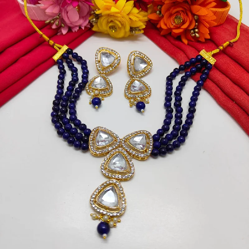 Palak Art Gold Plated Kundan Stone Necklace Set