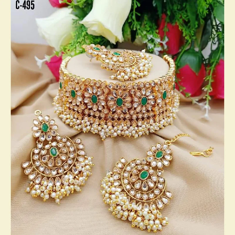 India Art Gold Plated Choker Necklace Set