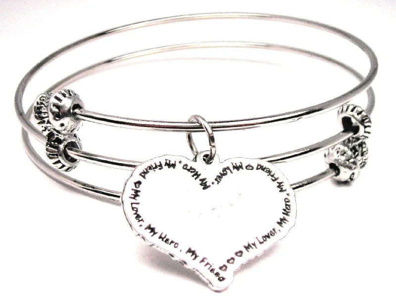 My Hero My Friend My Lover Triple Style Expandable Bangle Bracelet