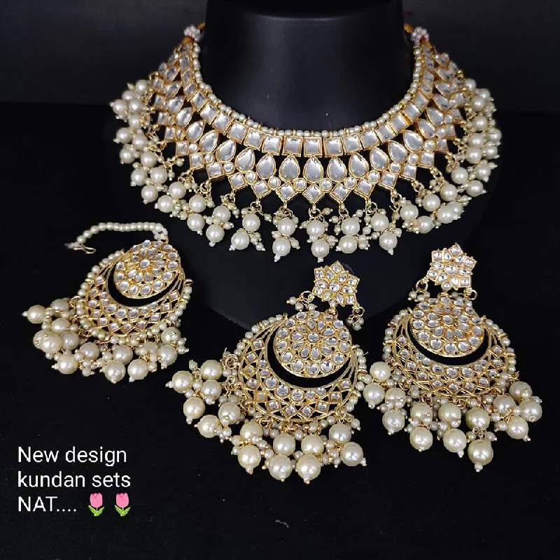 Lucentarts Jewellery Gold Plated Kundan Stone Necklace Set