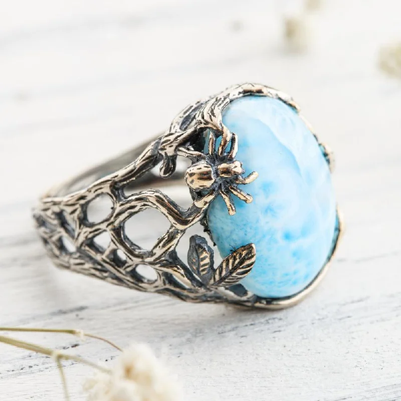 Transmitting Larimar Crystal Ring