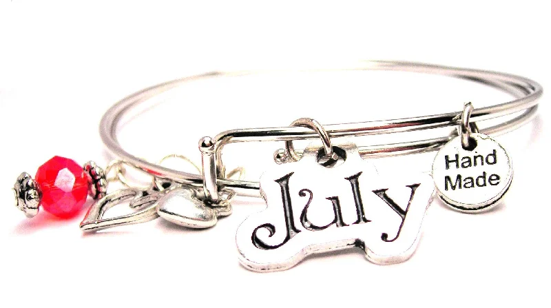 July Outlined Expandable Bangle Bracelet Set