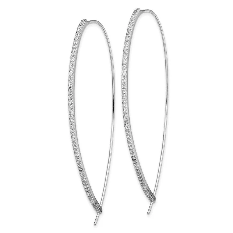 Curata 925 Sterling Silver 71.5mm CZ Cubic Zirconia Linear Threader Earrings