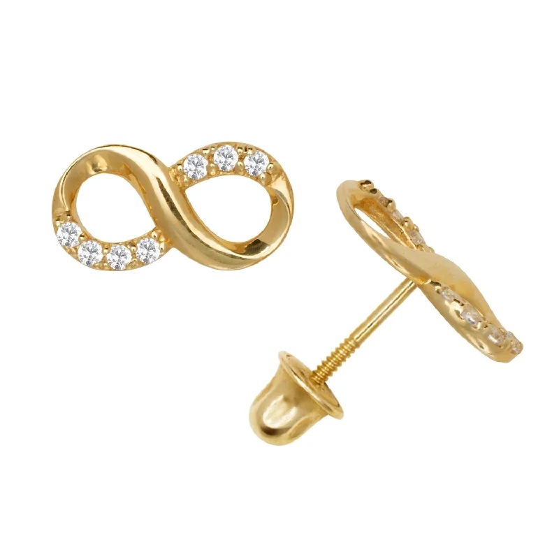 Curata 14k Gold Cubic Zirconia Medium Infinity Screw-back Stud Earrings