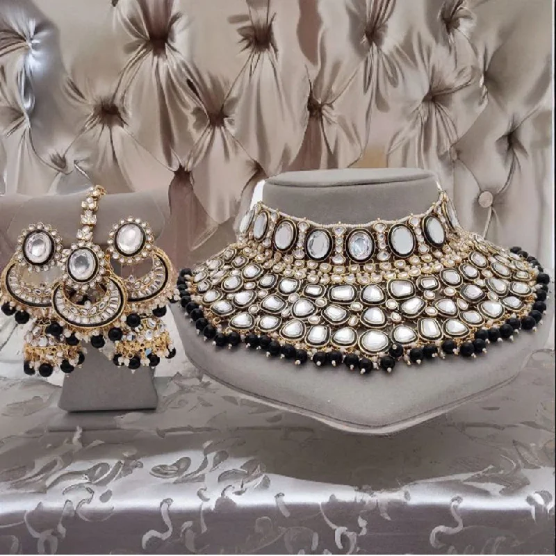 Sai Fashion Gold Plated Kundan Stone Necklace Set