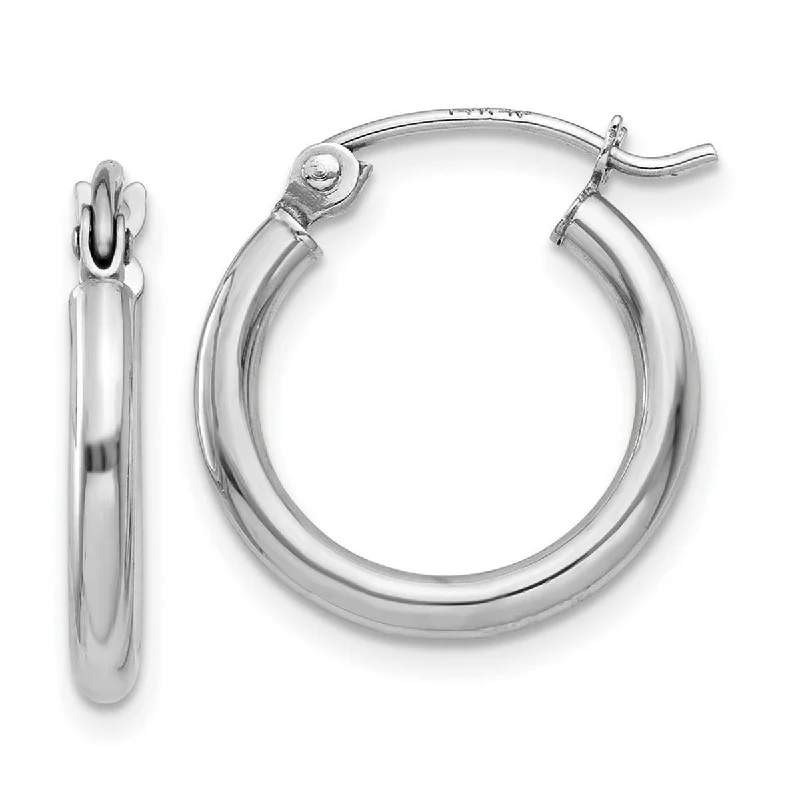 Curata 10k White Gold Polished 15x2mm Round Hoop Earrings