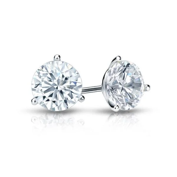 Auriya 18k Gold Certified 4.70 carat TDW 3-Prong Martini Round Diamond Stud Earrings