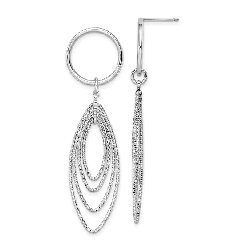 Curata 925 Sterling Silver 63.6x18mm Textured Geometric Dangle Earrings