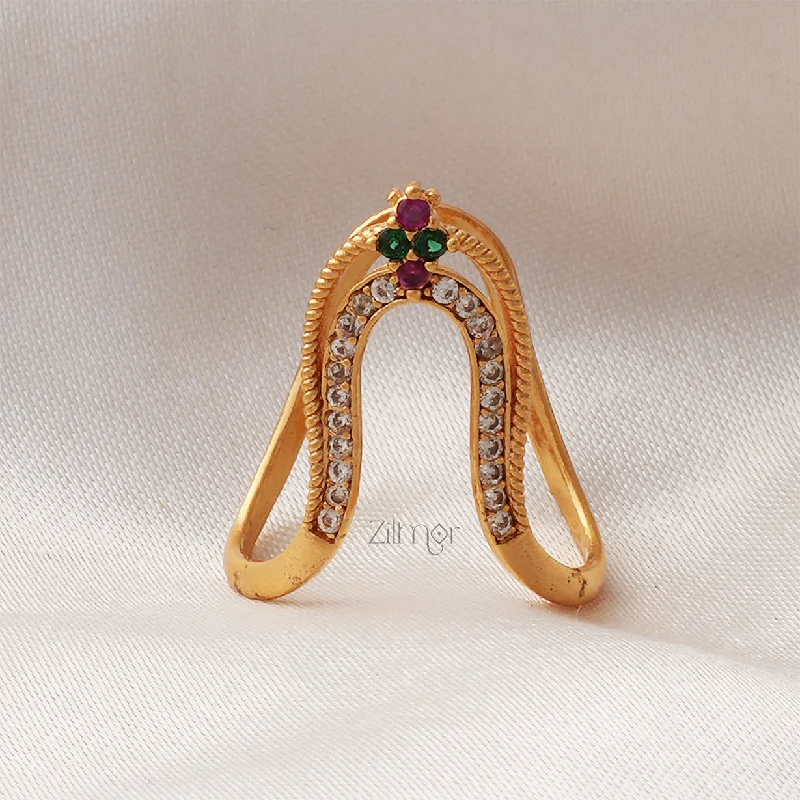 BH1011343 -  AD Stone Vanki  V-Shaped Ring