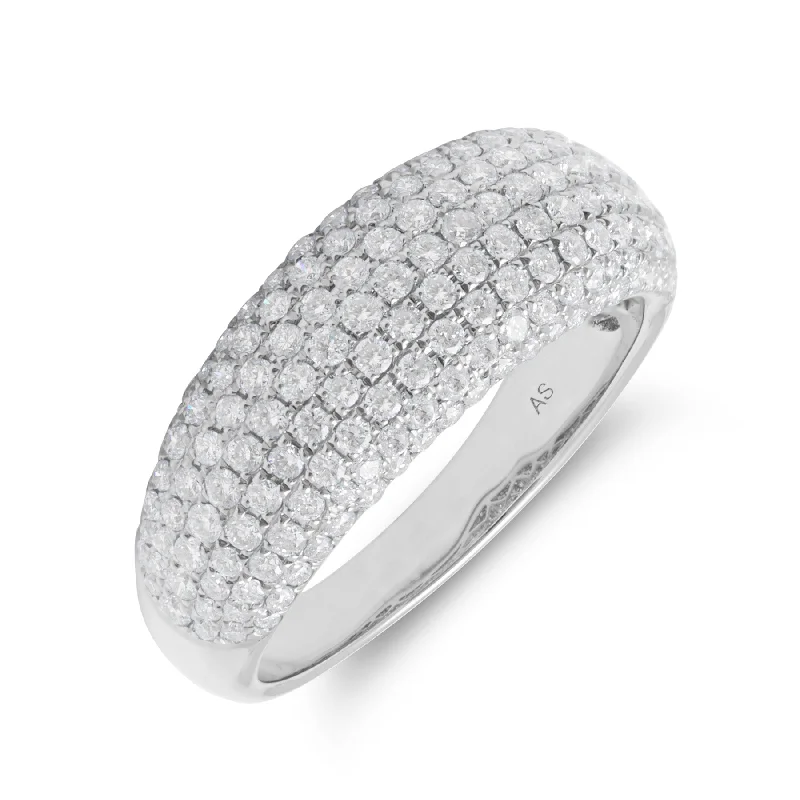 14KT White Gold Diamond Copenhagen Dome Ring