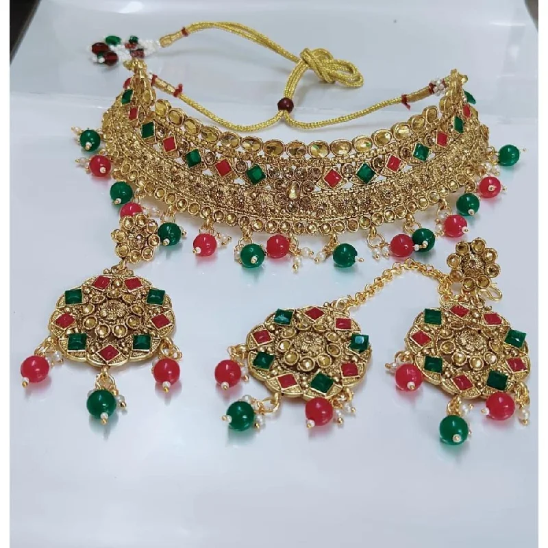 Akruti Collection Gold Plated Crystal Stone Necklace Set