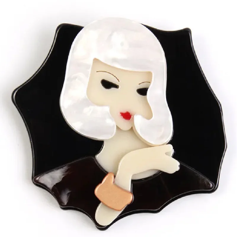 Pretty- the Fashionable Girl Acrylic Brooch