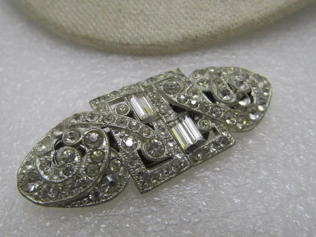 Vintage Coro Rhinestone Duette Brooch/Dress Clips, Art Deco, Pats. 1852188 & 1798867, 1940's