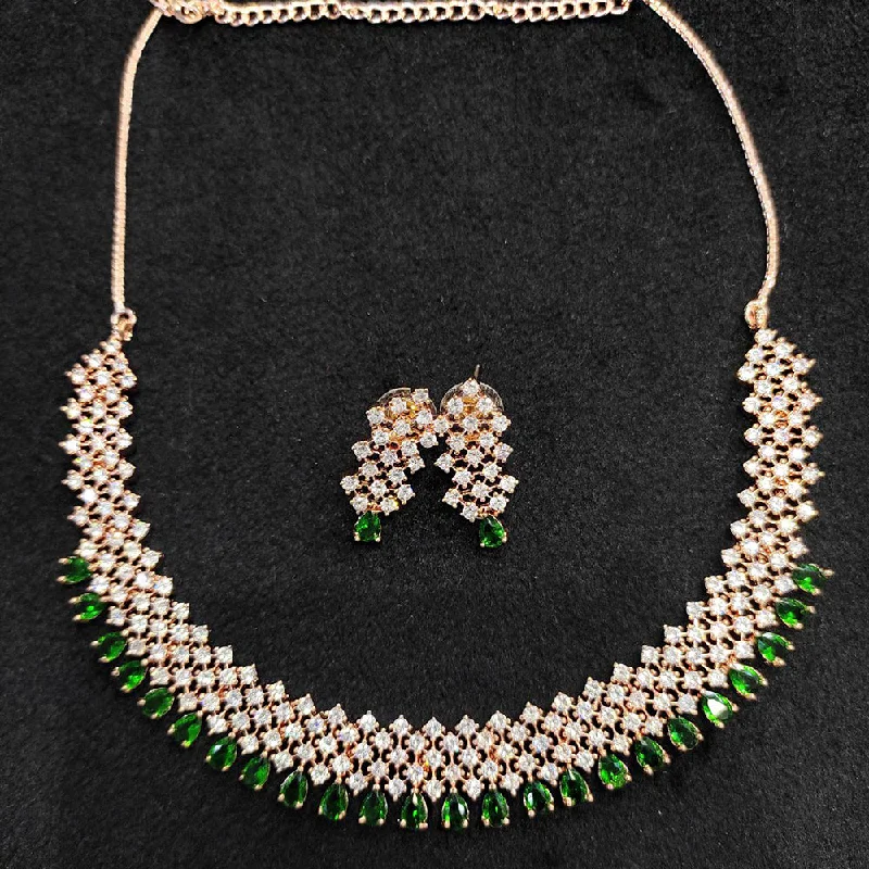 Aamrapali Rose Gold Plated AD Necklace Set