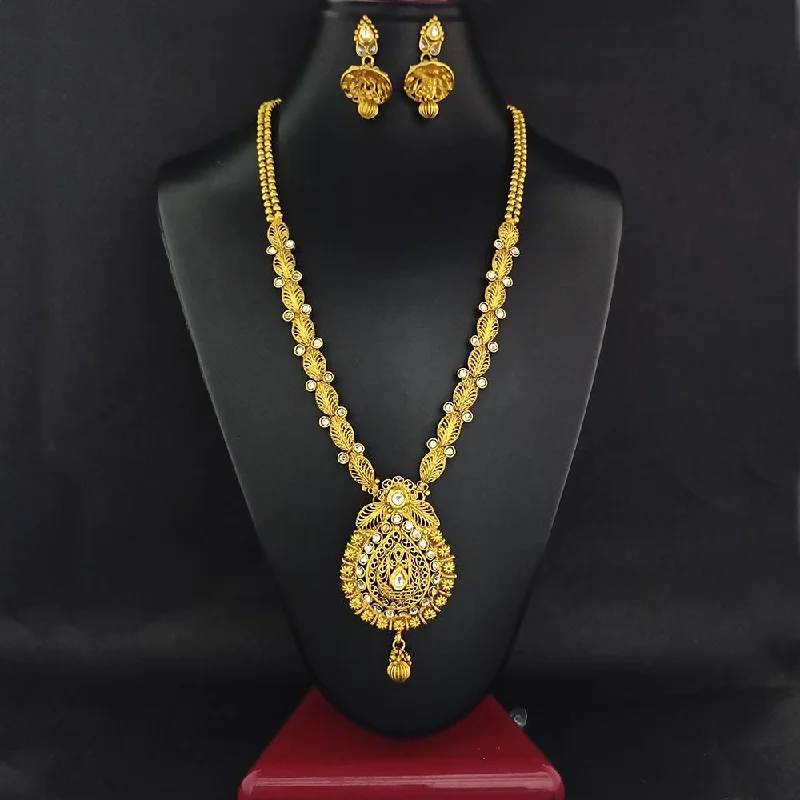 Bhavi Gold Plated White Kundan Necklace Set  - FAP0001A