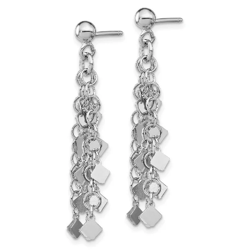 Curata 925 Sterling Silver Rhodium Plated Multi-chain Post Dangle Earrings - 40mm long