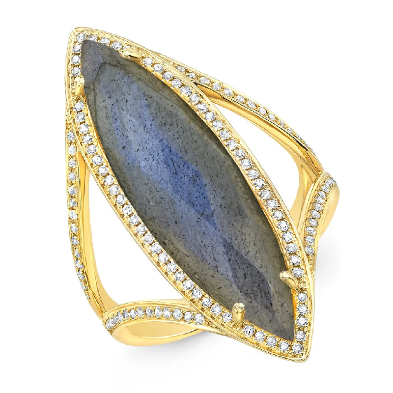 14KT Yellow Gold Diamond Labradorite Alexis Ring