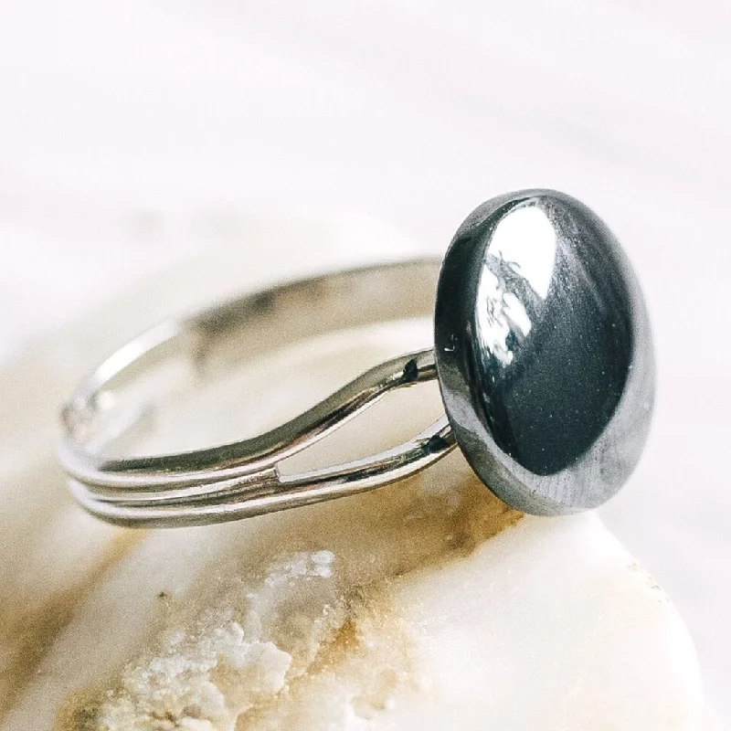 Adjustable Hematite Crystal Ring