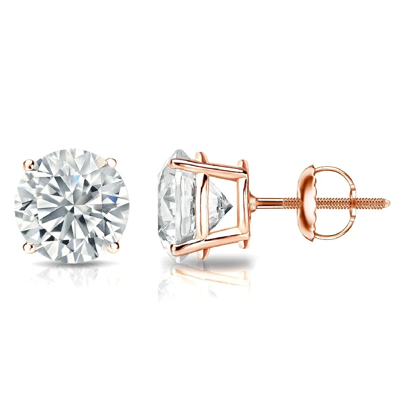 Auriya 14k Gold GIA Certified 6.00 ct. TDW Round Diamond Stud Earrings