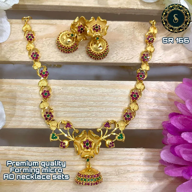 Siara Collections Forming Gold Pota Stone Necklace Set