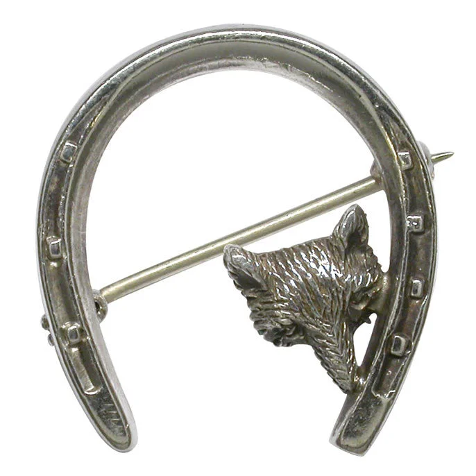 Horse Shoe Brooch with Fox Head