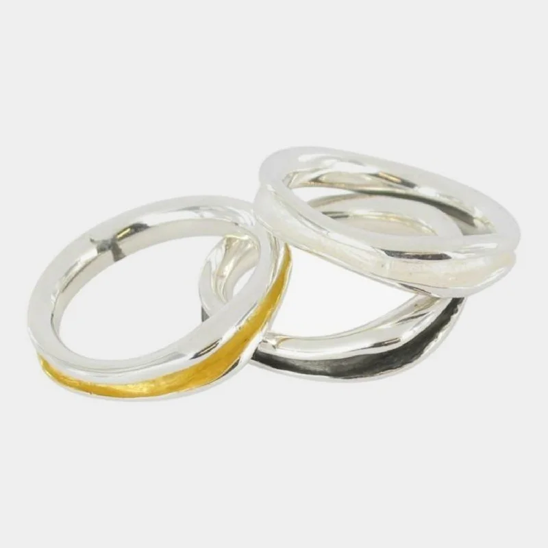 Sterling Silver Tri Colour Rings